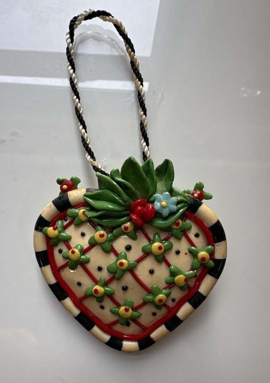 Mary Engelbreit Heart Shaped Decorative Ornament with Floral Pattern